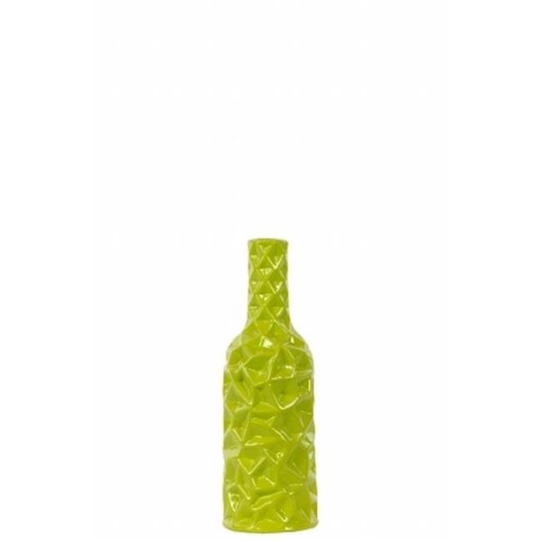 Urban Trends Collection Urban Trends Collection 24436 Ceramic Round Bottle Vase With Wrinkled Sides; Small - Green 24436